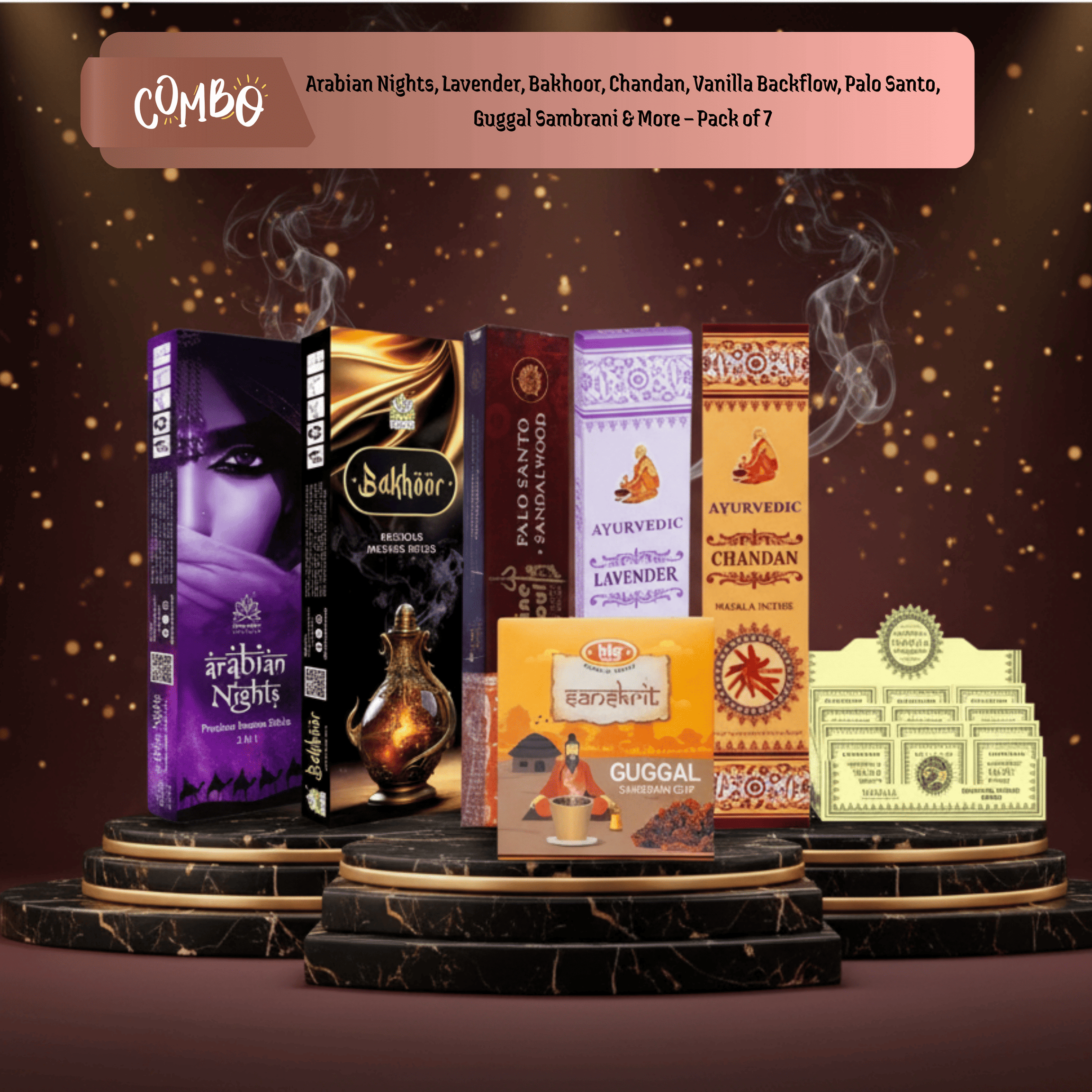 Sacred Puja Pack – Premium Fragrance Combo for Puja, Meditation - Pack of 7