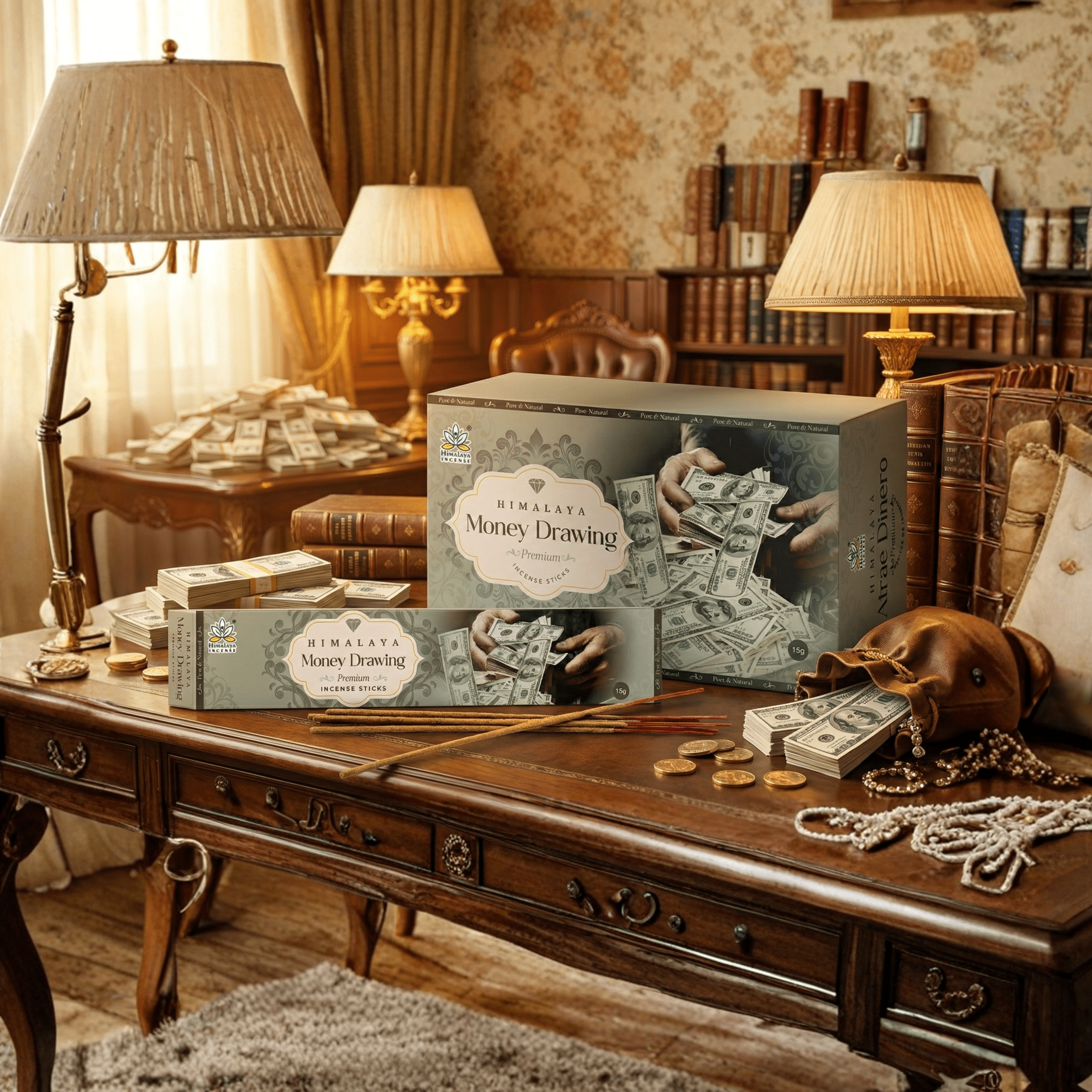 Himalaya Money Drawing Premium Incense Sticks | Prosperity & Abundance Ritual Aroma | Natural Masala Blend for Wealth Attraction - 15G x 12 Pack = 180G