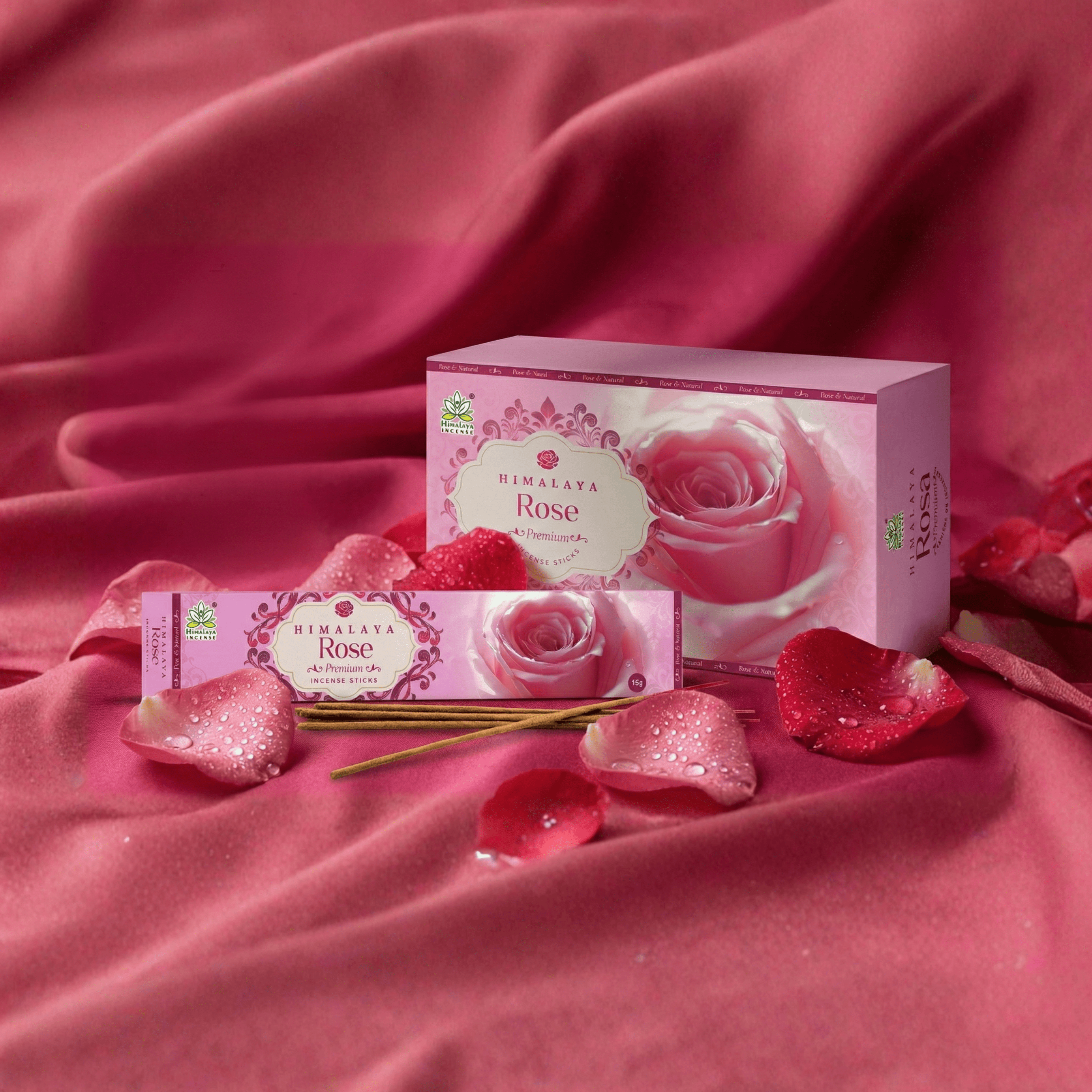 Himalaya Rose Premium Incense Sticks | Fresh Floral Aromatherapy | Natural Masala Rose Blend for Love, Harmony & Positivity- 15G x 12 Pack = 180G
