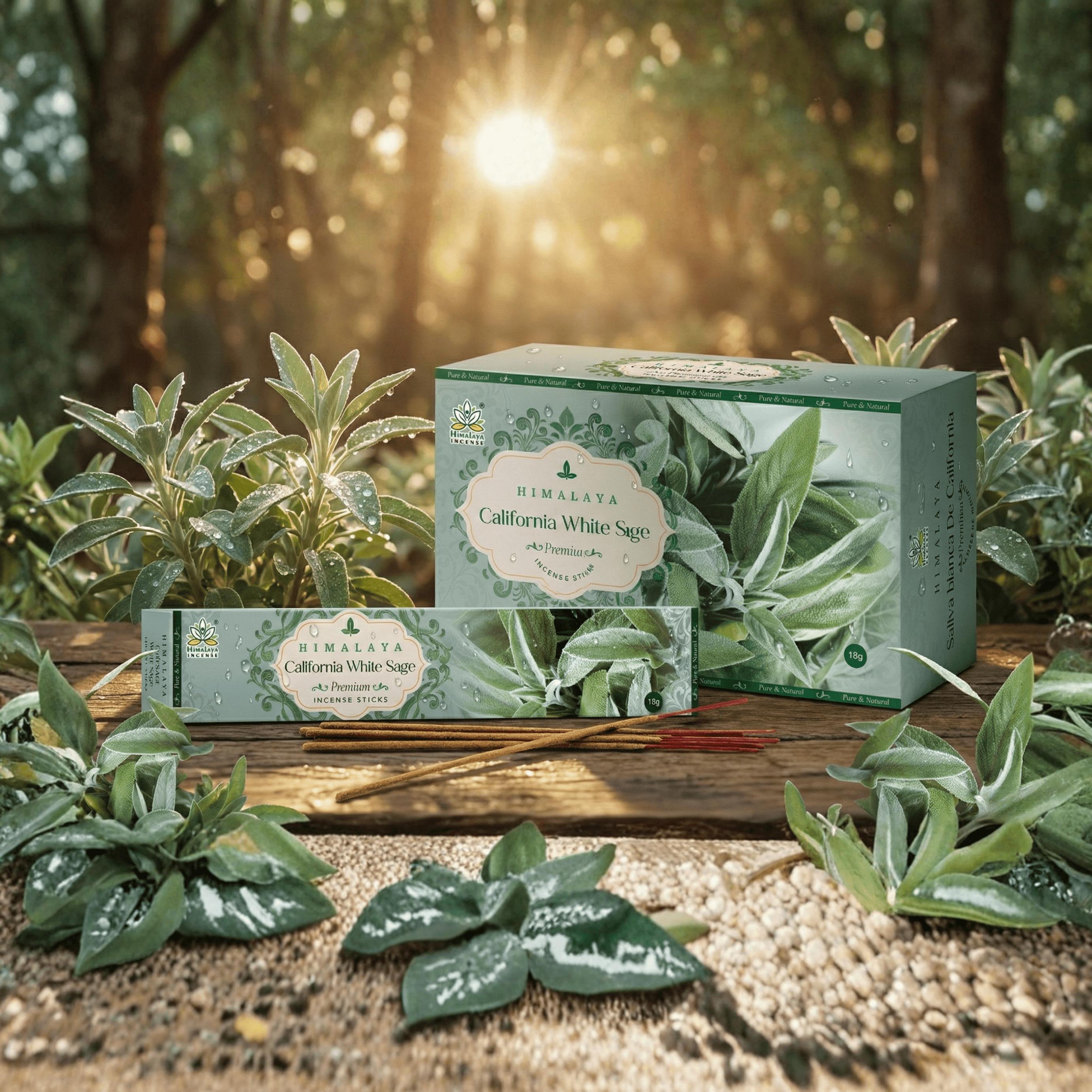 Himalaya California White Sage Premium Incense Sticks | Energy Cleansing & Purification | Natural Masala Sage Aroma - 15G x 12 Pack = 180G