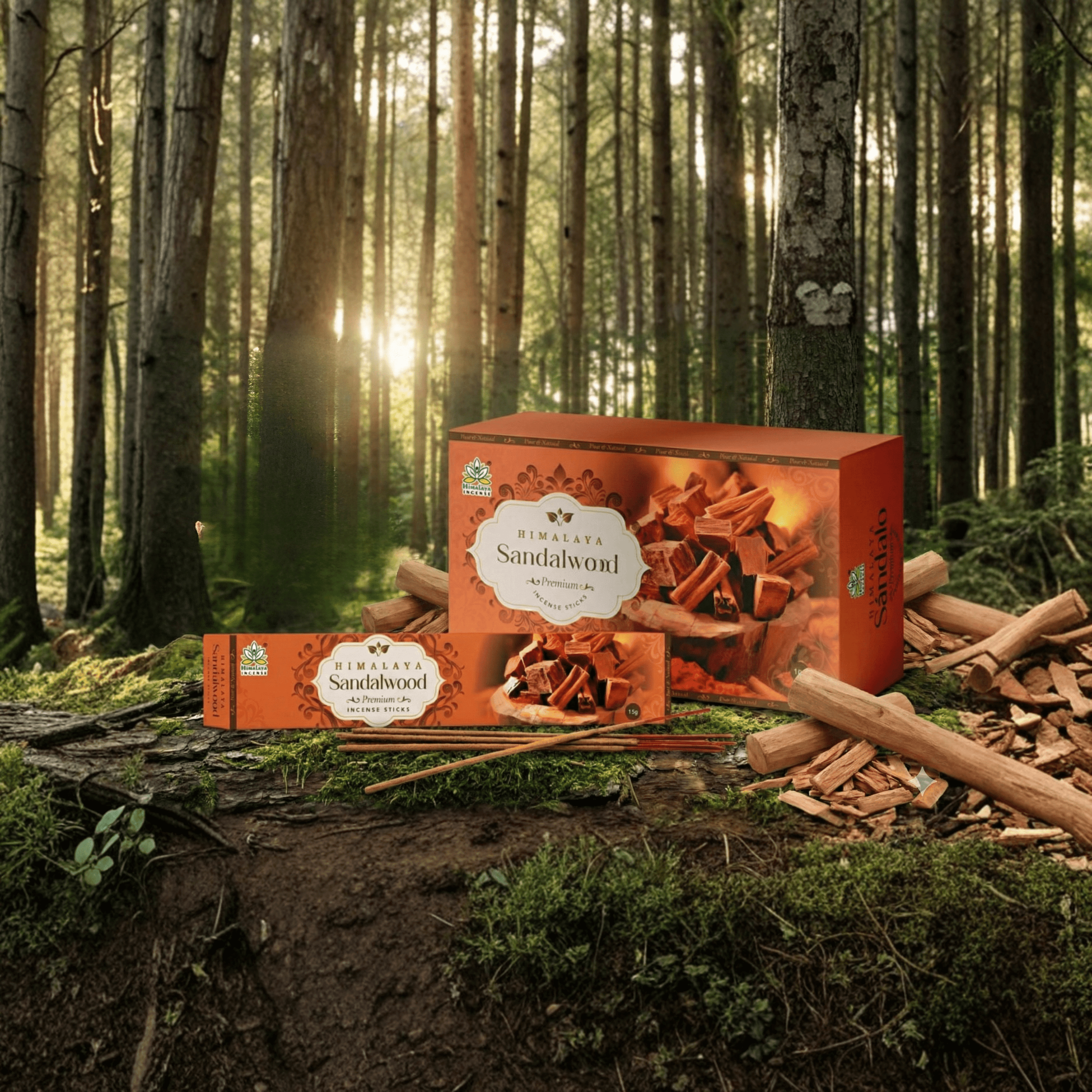 Himalaya Sandalwood Premium Incense Sticks | Pure Chandan Aromatherapy | Natural Masala Blend for Meditation & Spiritual Rituals - 15G x 12 Pack = 180G