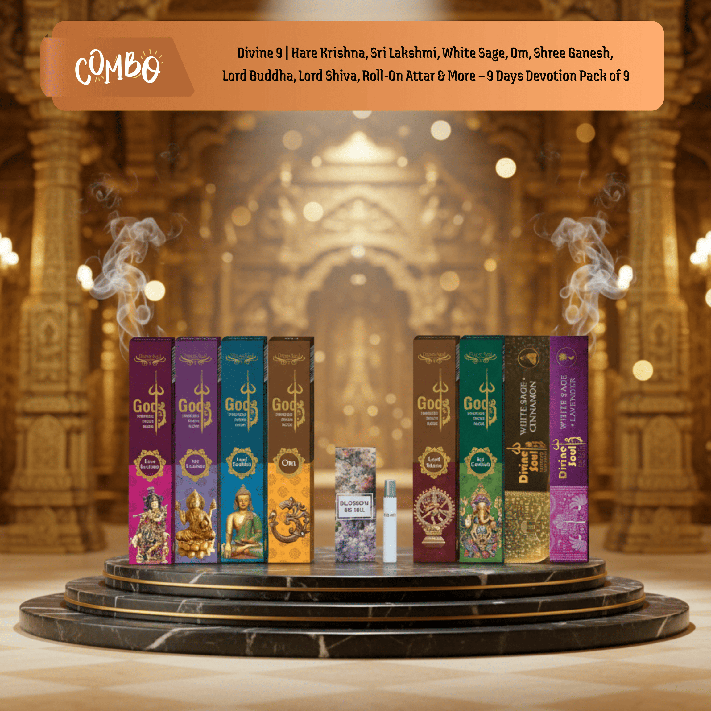Divine 9 – Special Combo of 9 Fragrances for 9 Days of Devotion - Pack of 9