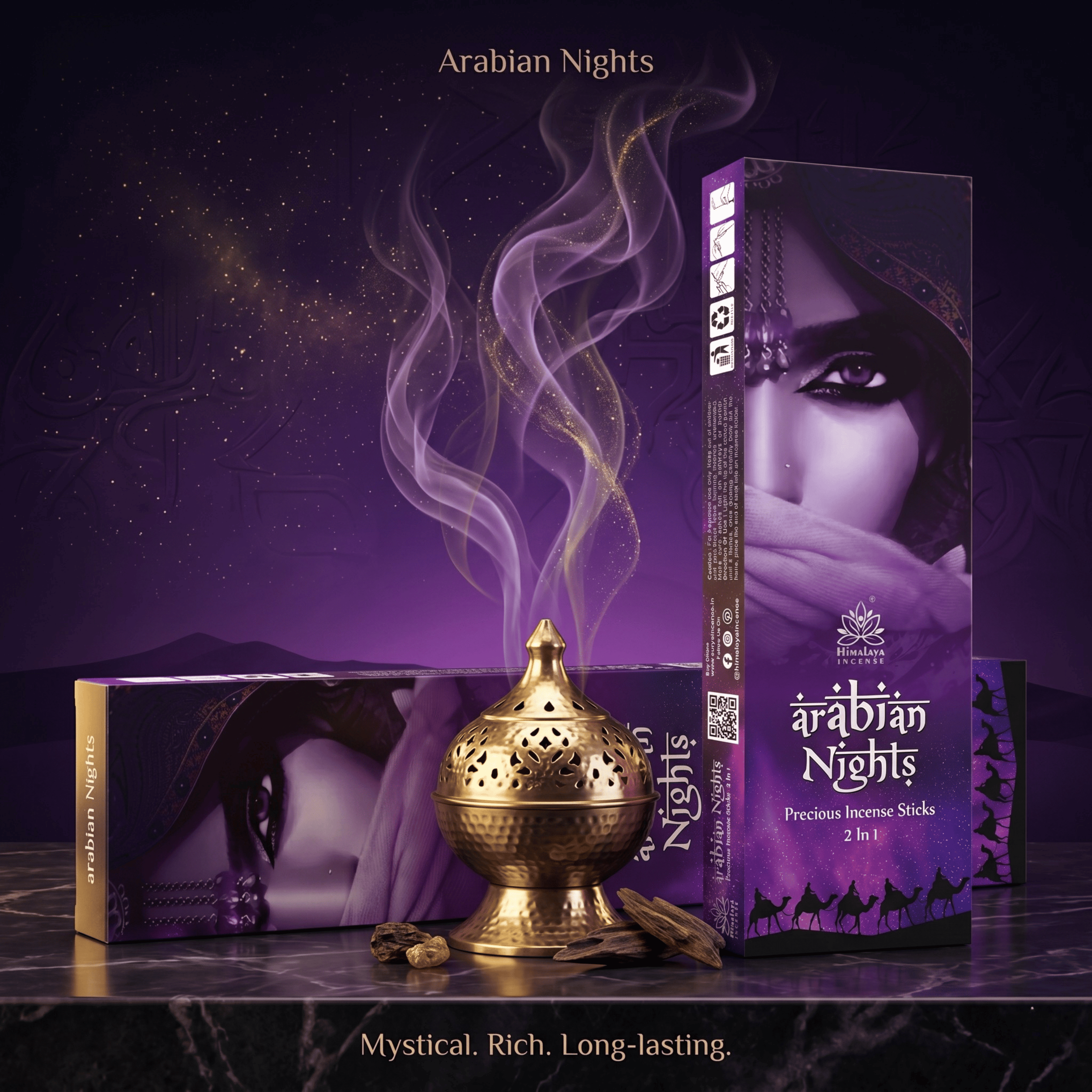 Himalaya Arabian Nights Luxurious Incense Sticks 50 Gms With Metal Incense Sticks Holder