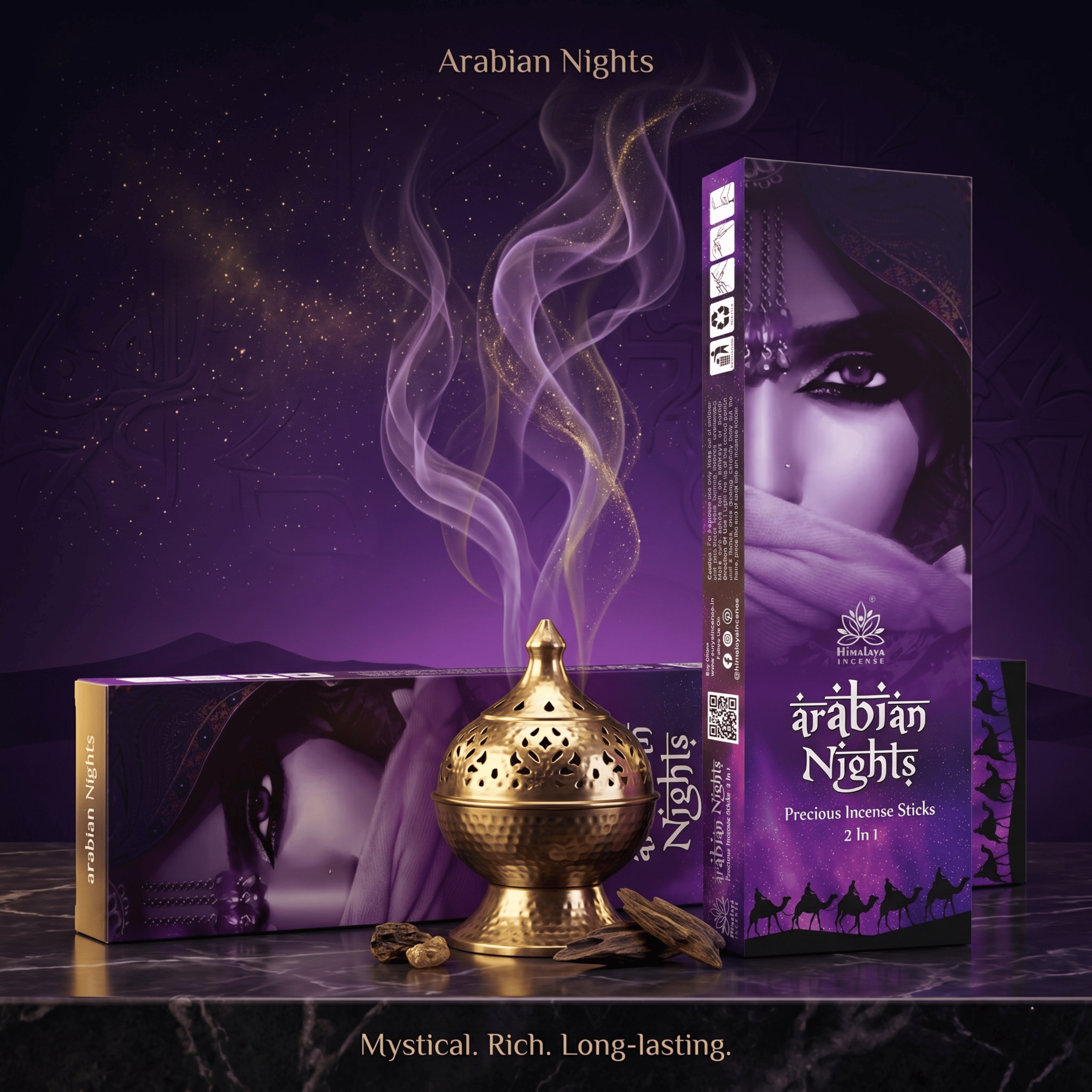 Himalaya Arabian Nights Luxurious Incense Sticks 50 Gms With Metal Incense Sticks Holder