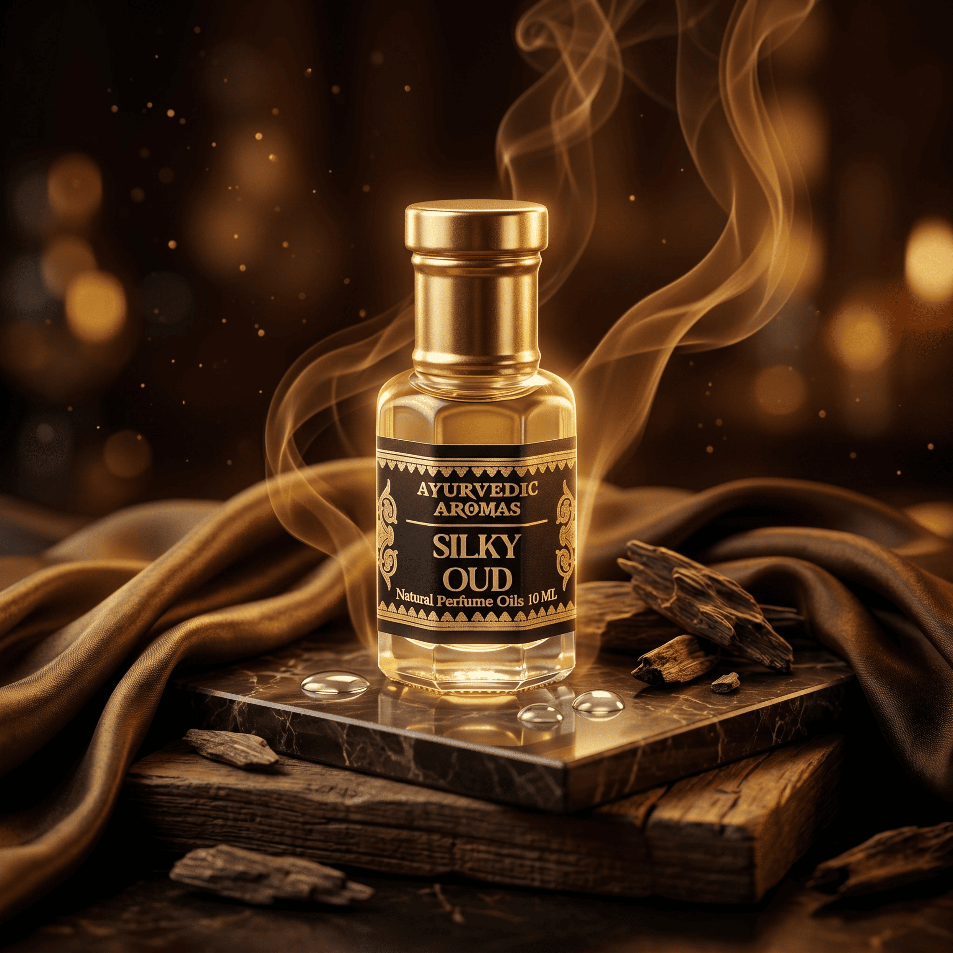 Ayurvedic Silky Oud Attar – Premium Alcohol-Free Perfume Oil, Long Lasting Smooth Oud Fragrance with Musk & Creamy Woods for Men & Women – 10ml