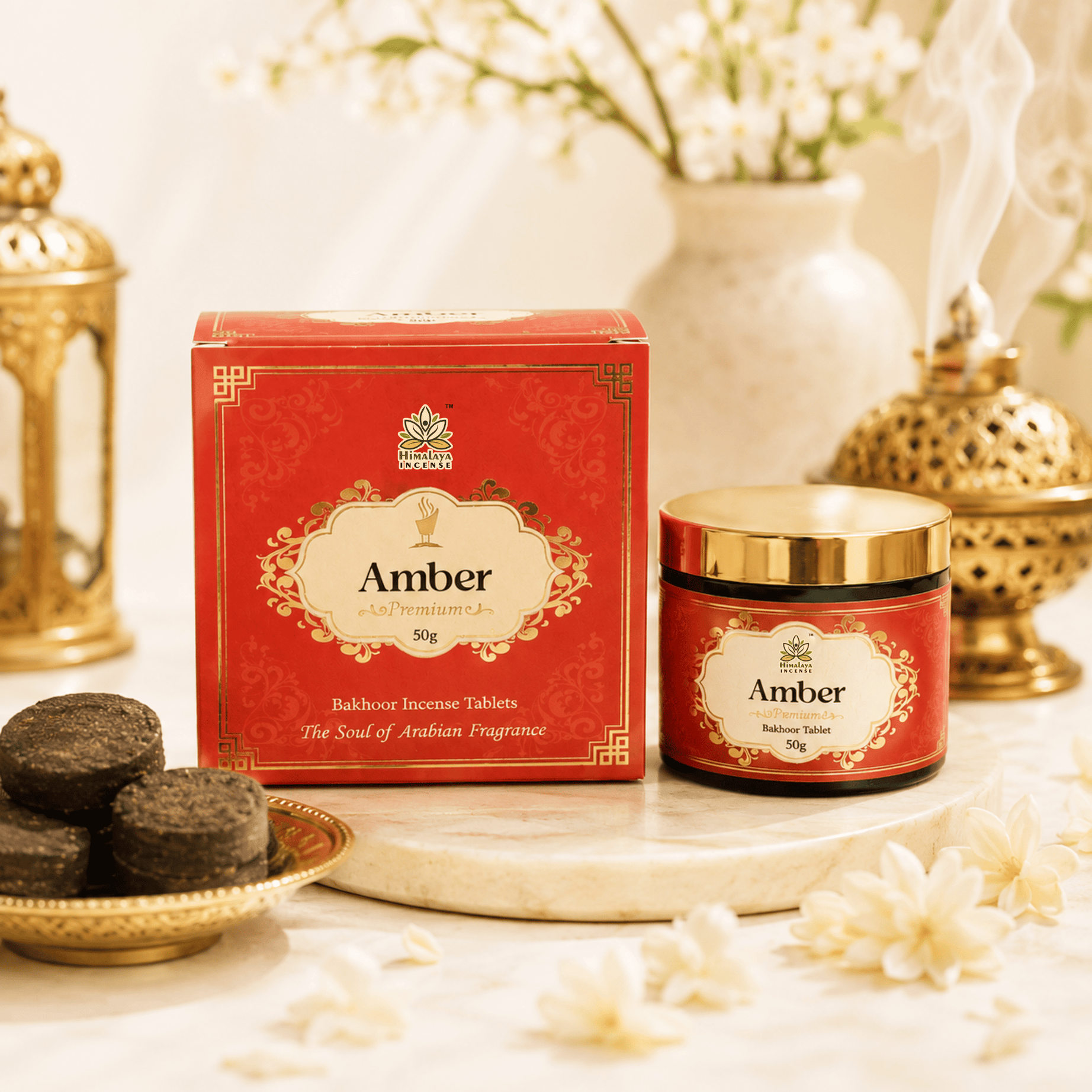 Amber Bakhoor Tablets – Best Amber Bakhoor in India | Premium Amber Arabic Bakhoor | Luxury Arabian Bakhoor for Home - 50Grm