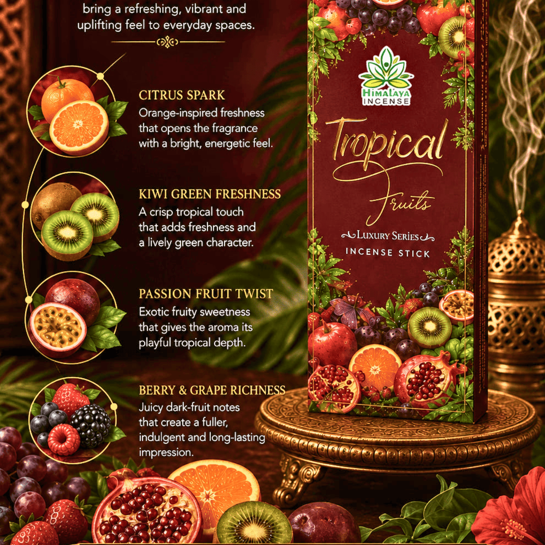 Luxury Incense Sticks Combo Pack – Cannabis, KamaSutra & Tropical Fruits Incense Sticks | Premium Fragrance Collection by Himalaya Incense