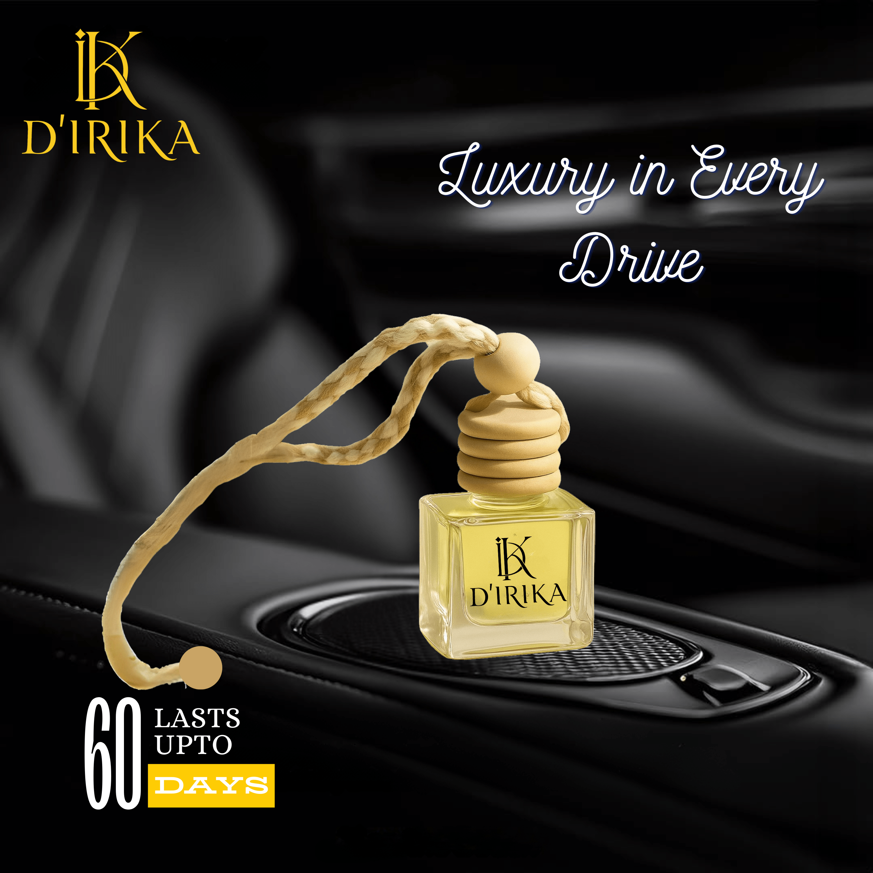 D’irika Aqua Nova Hanging Car Perfume – 8ML Long Lasting Essential Oil Freshener