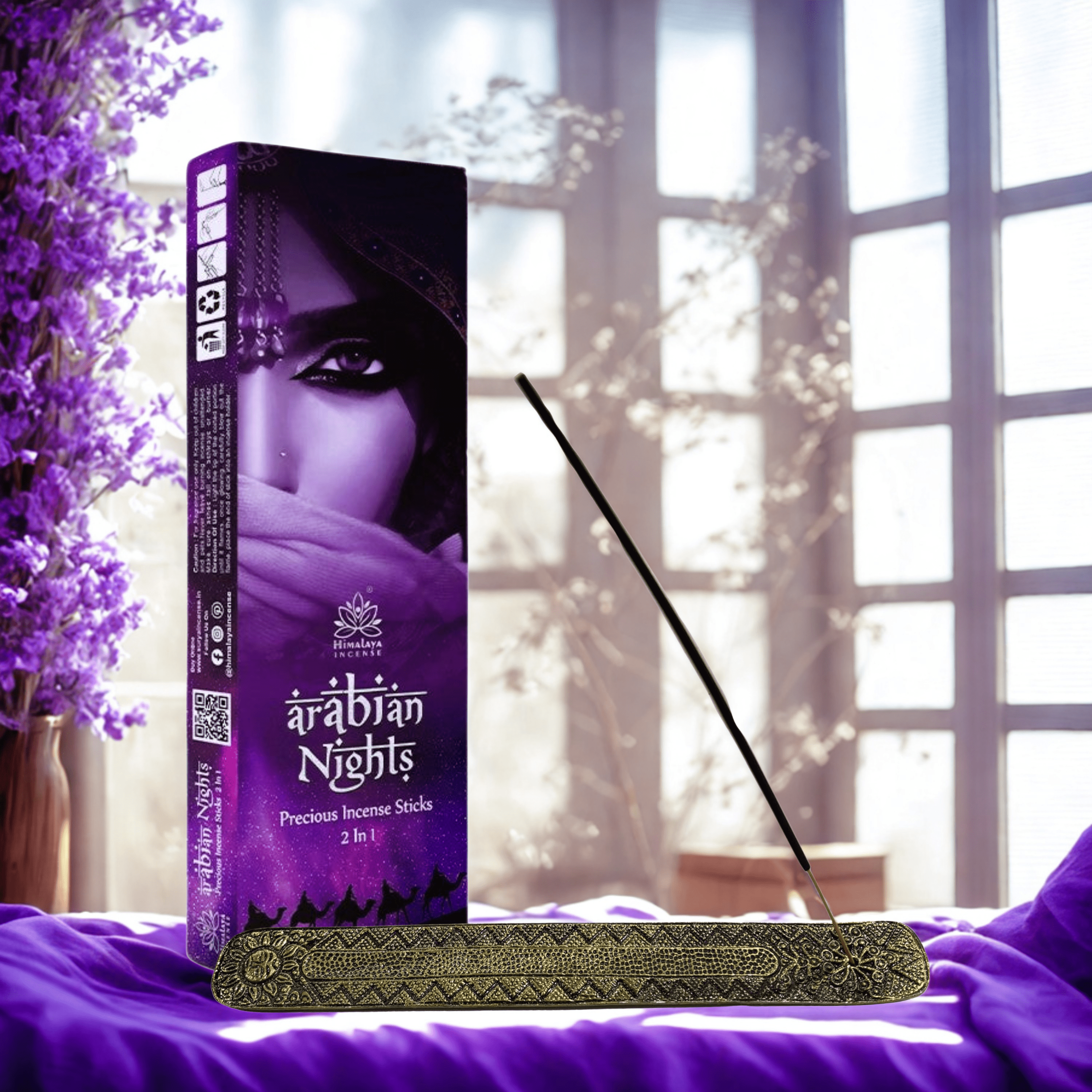 Himalaya Arabian Nights Luxurious Incense Sticks 50 Gms Pack With Metal Incense Sticks Holder
