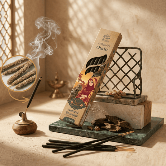 Arabian Oudh Smudge Incense Sticks – Premium Natural Incense, Long Lasting Luxury Aroma for Home Fragrance - 25G / Box