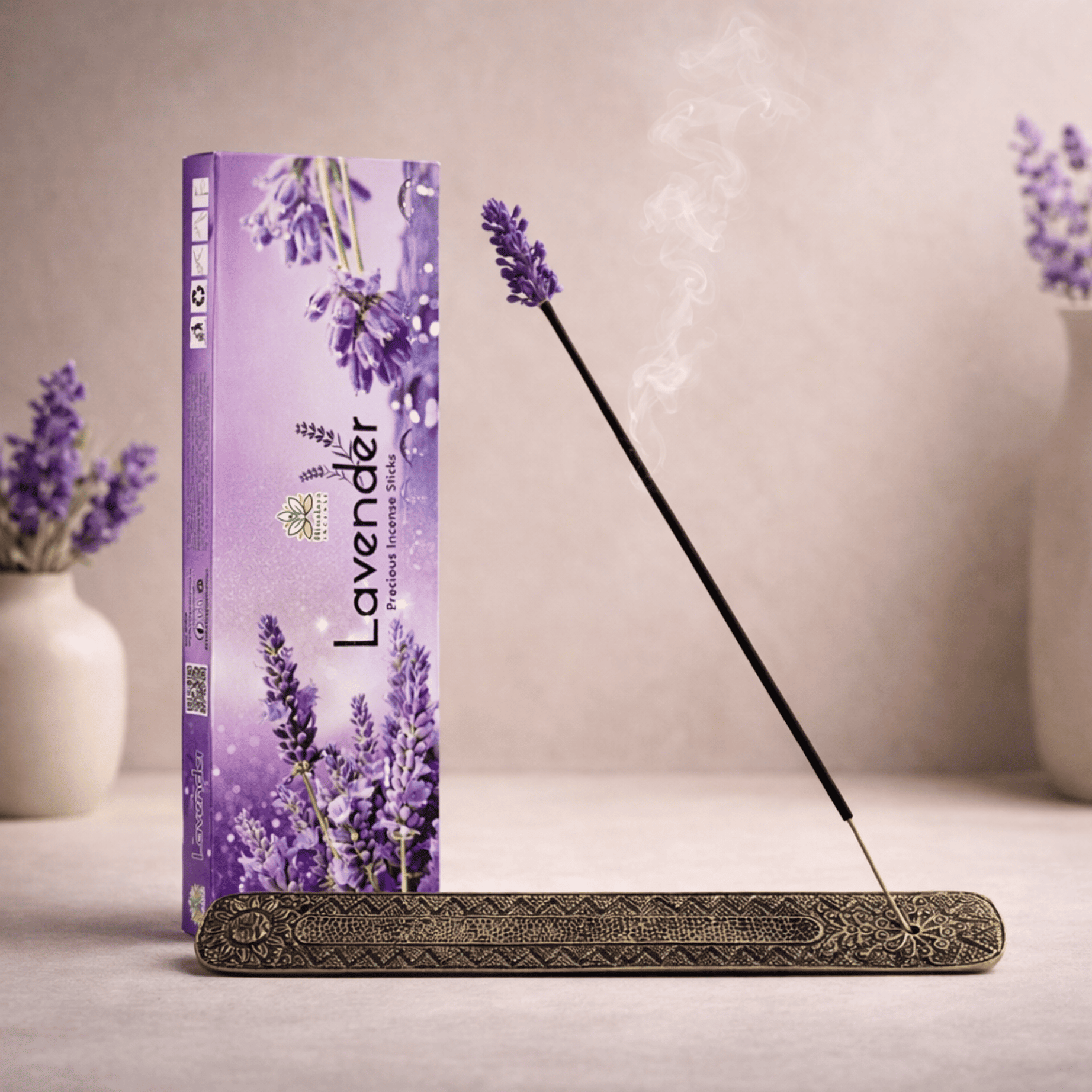 Himalaya Lavender Luxurious Incense Sticks 50Gms / Pack With Metal Incense Sticks Holder
