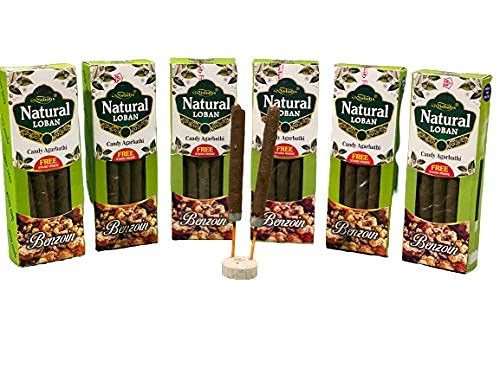 Misbah’s Natural Loban Benzoin Candy Agarbathi – Premium Long Lasting Incense Sticks (Pack of 6) | Pure Loban Fragrance