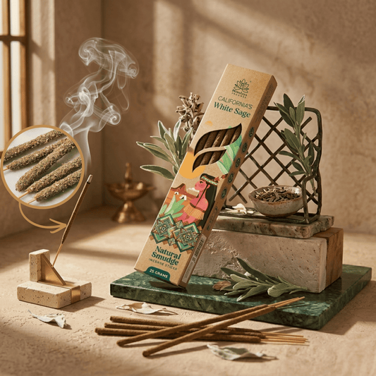 California White Sage Smudge Incense Sticks – Premium Natural Incense, Deep Cleansing Aroma for Meditation & Home Fragrance - 25G / Box