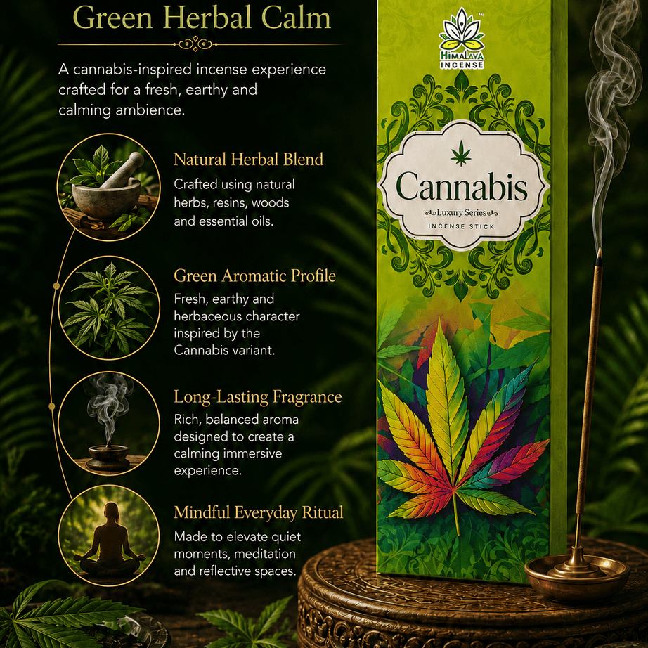 Cannabis Incense Sticks – Premium Herbal Incense Sticks for Relaxation, Meditation & Home Fragrance - 50Grm