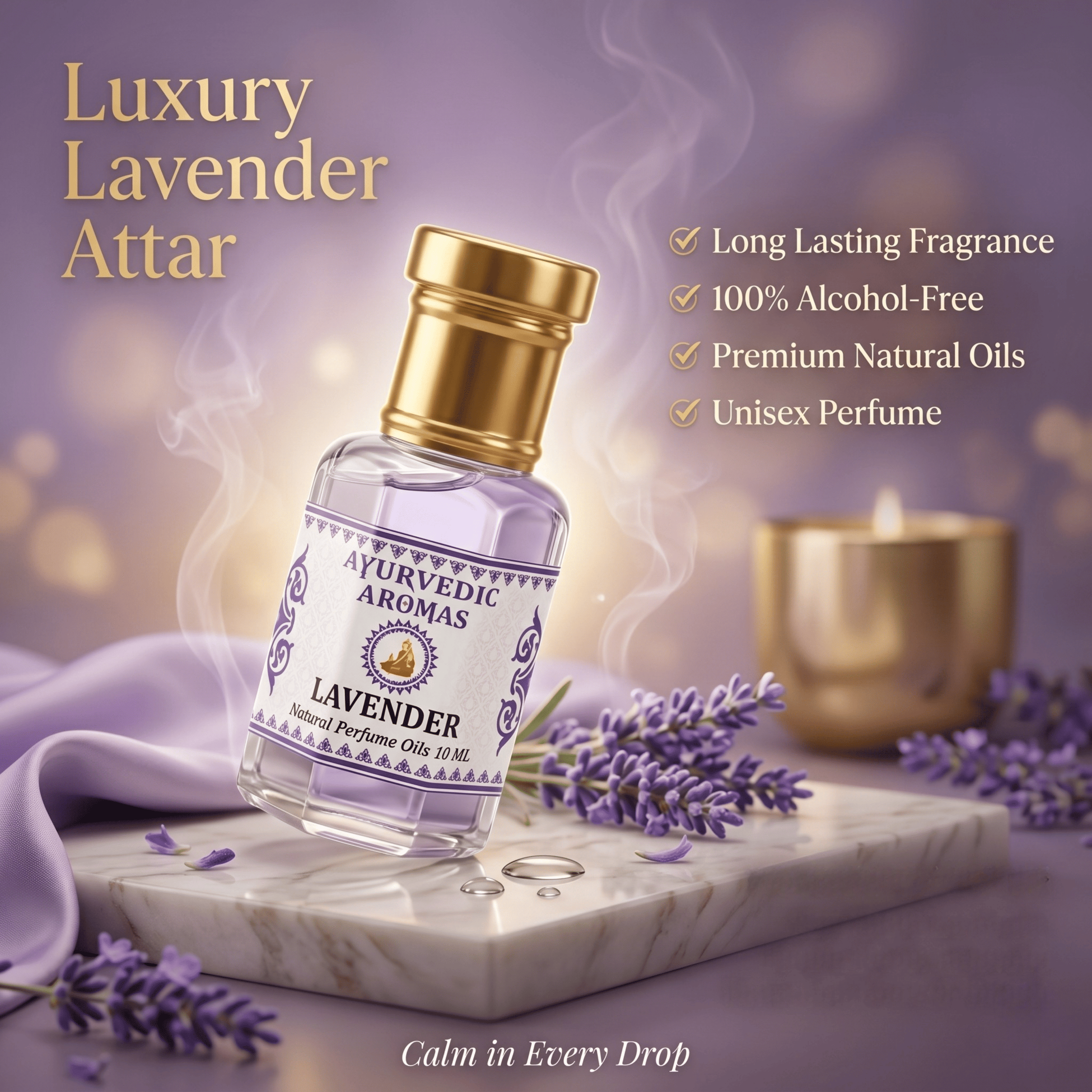 Lavender Aromatic Roll-On Attar 10ml – Relaxing Fresh Lavender Attar Fragrance