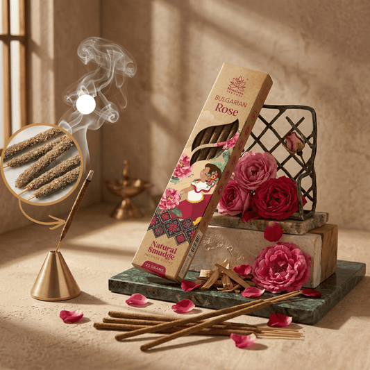Bulgarian Rose Smudge Incense Sticks – Premium Natural Floral Incense, Long Lasting Luxury Aroma for Home Fragrance - 25G / Box