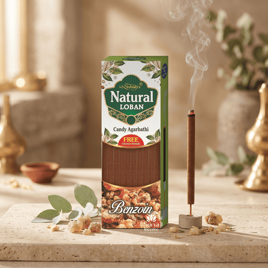 Misbah’s Natural Loban Benzoin Candy Agarbathi – Premium Long Lasting Incense Sticks (Pack of 6) | Pure Loban Fragrance