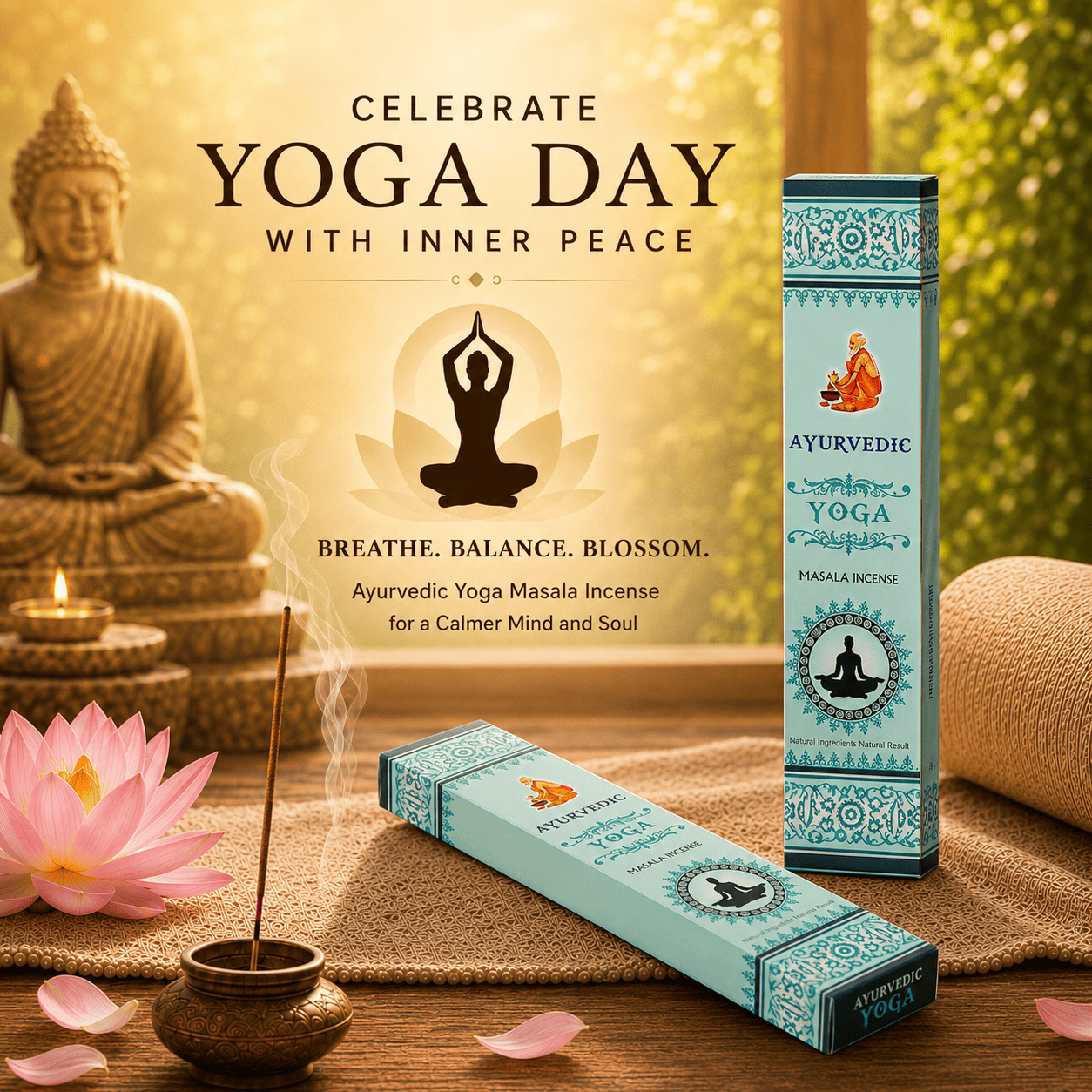 Ayurvedic Yoga Masala Incense Sticks - 12 Packs x 15 Sticks Each
