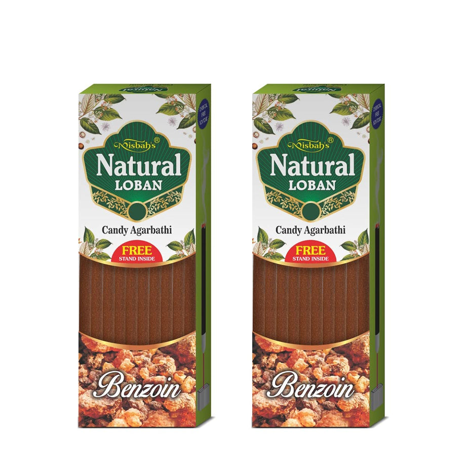 Misbah’s Natural Loban Benzoin Candy Agarbathi – Premium Long Lasting Incense Sticks (Pack of 6) | Pure Loban Fragrance