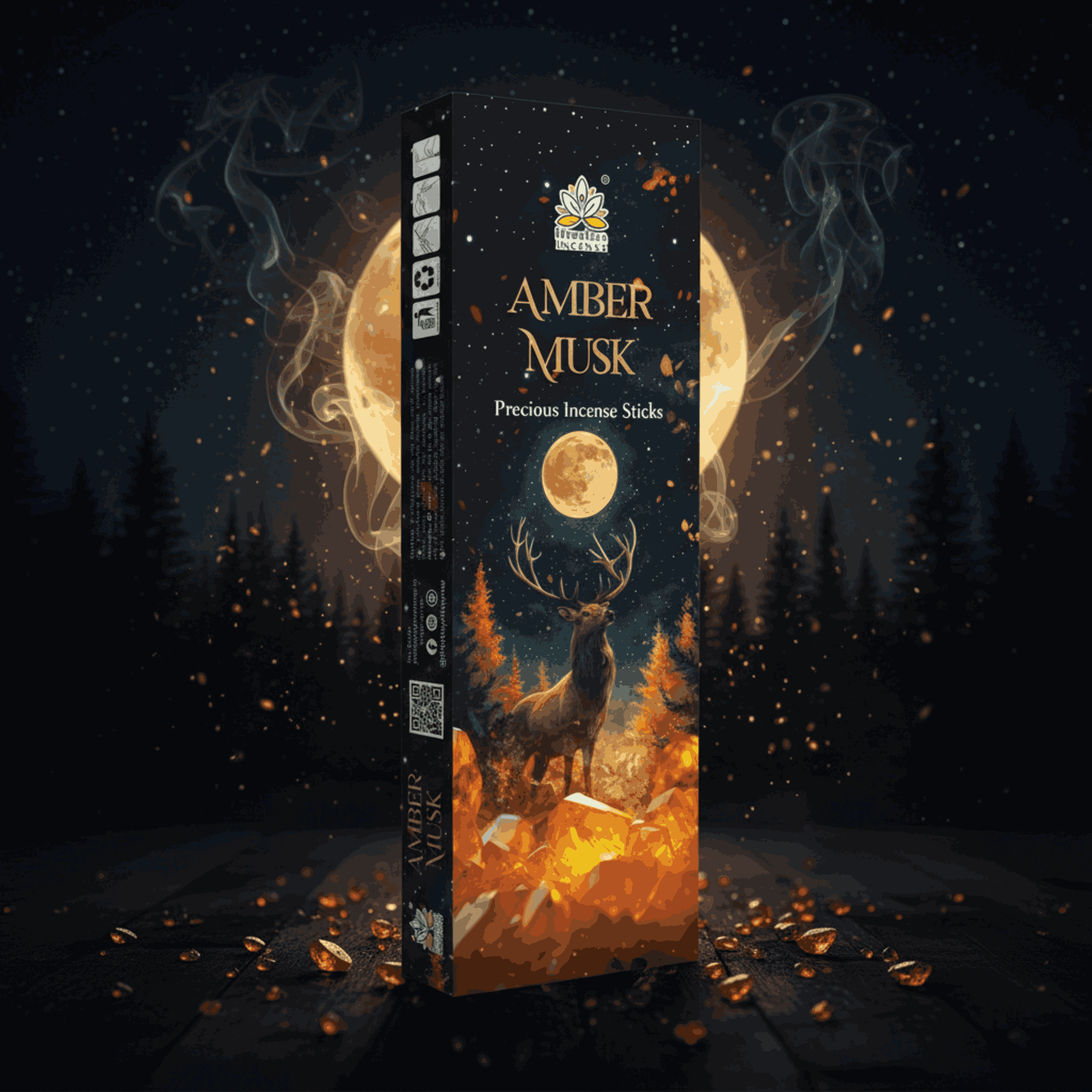 Himalaya Amber Musk Precious Incense Sticks Luxury Soft & Warm Aroma 50 Grams