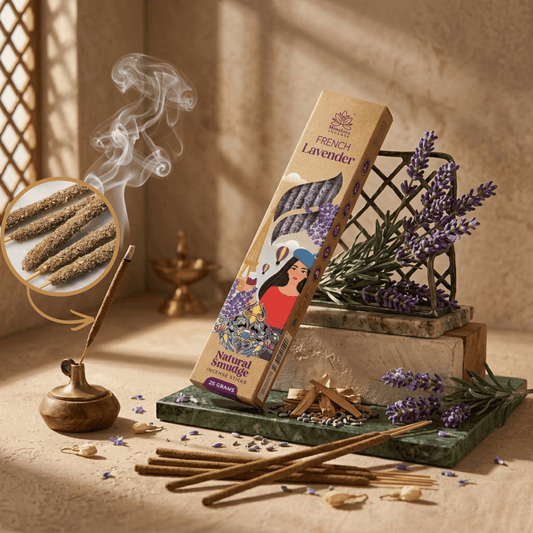 French Lavender Smudge Incense Sticks – Premium Natural Calming Incense, Long Lasting Relaxing Aroma for Home Fragrance - 25G / Box