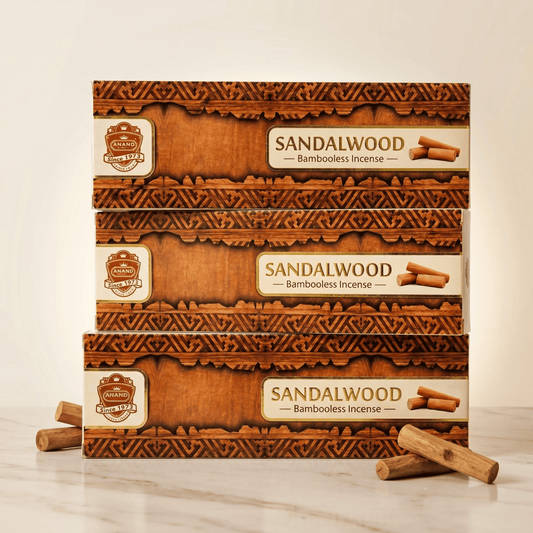 Anand Sandalwood Bambooless Incense Sticks – Premium Natural Chandan Agarbatti | Long Lasting Smokeless Masala Dhoop