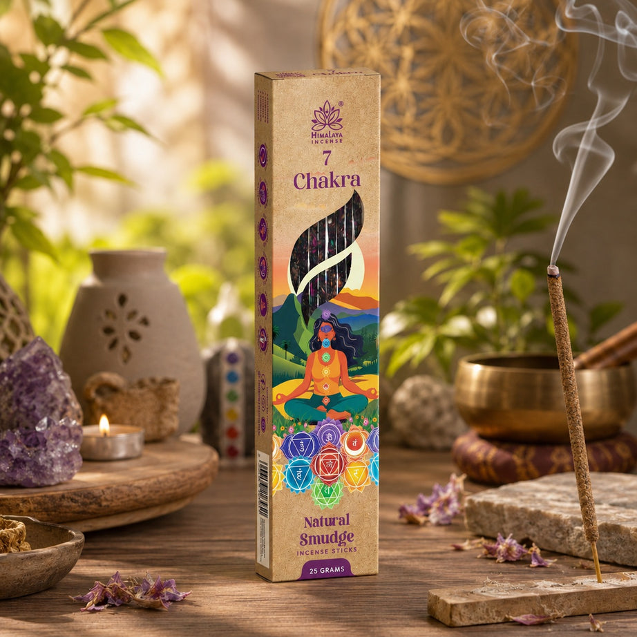 Himalaya 7 Chakra Natural Smudge Incense Sticks – Meditation, Energy Cleansing & Spiritual Aromatherapy | 25g