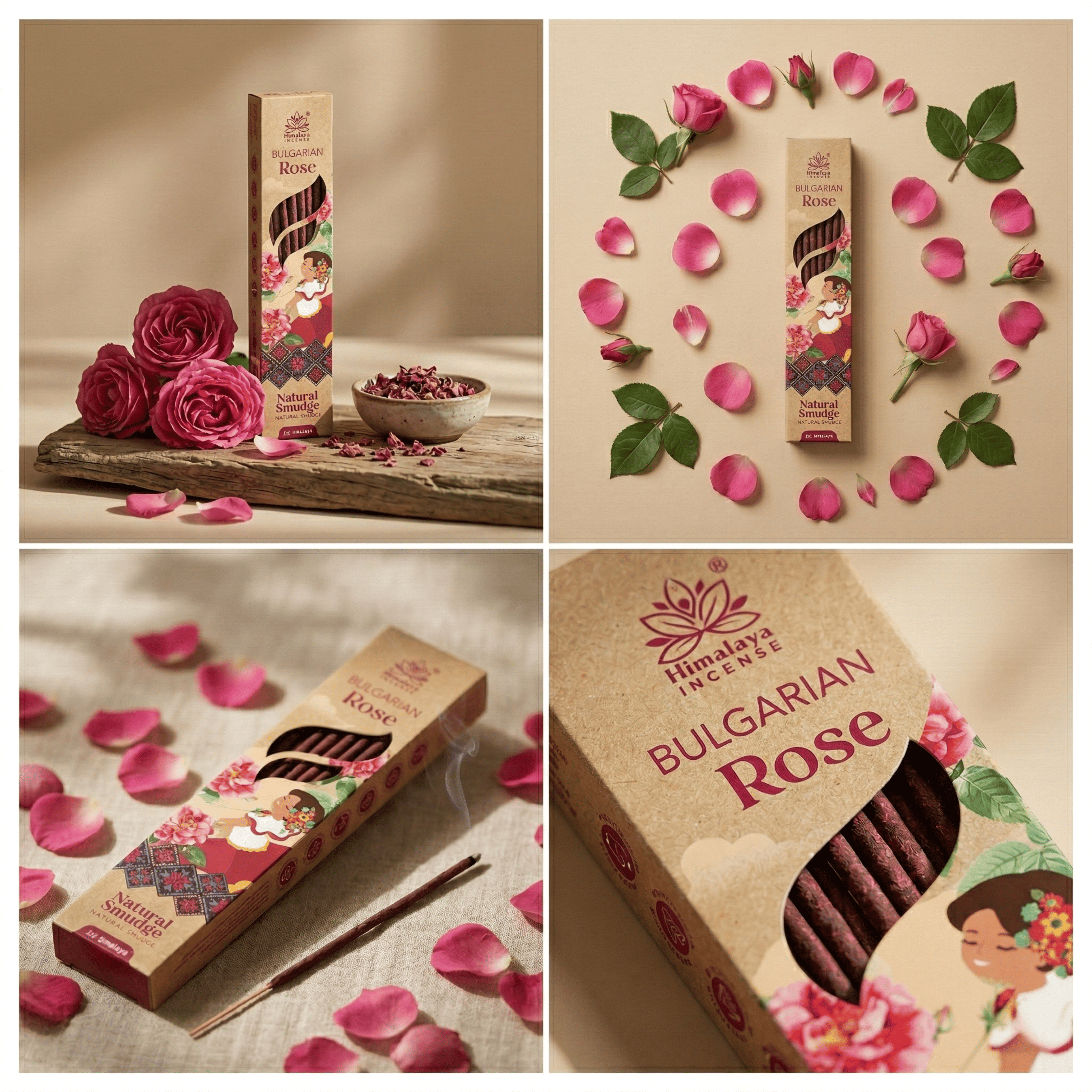 Bulgarian Rose Smudge Incense Sticks – Premium Natural Floral Incense, Long Lasting Luxury Aroma for Home Fragrance - 25G / Box