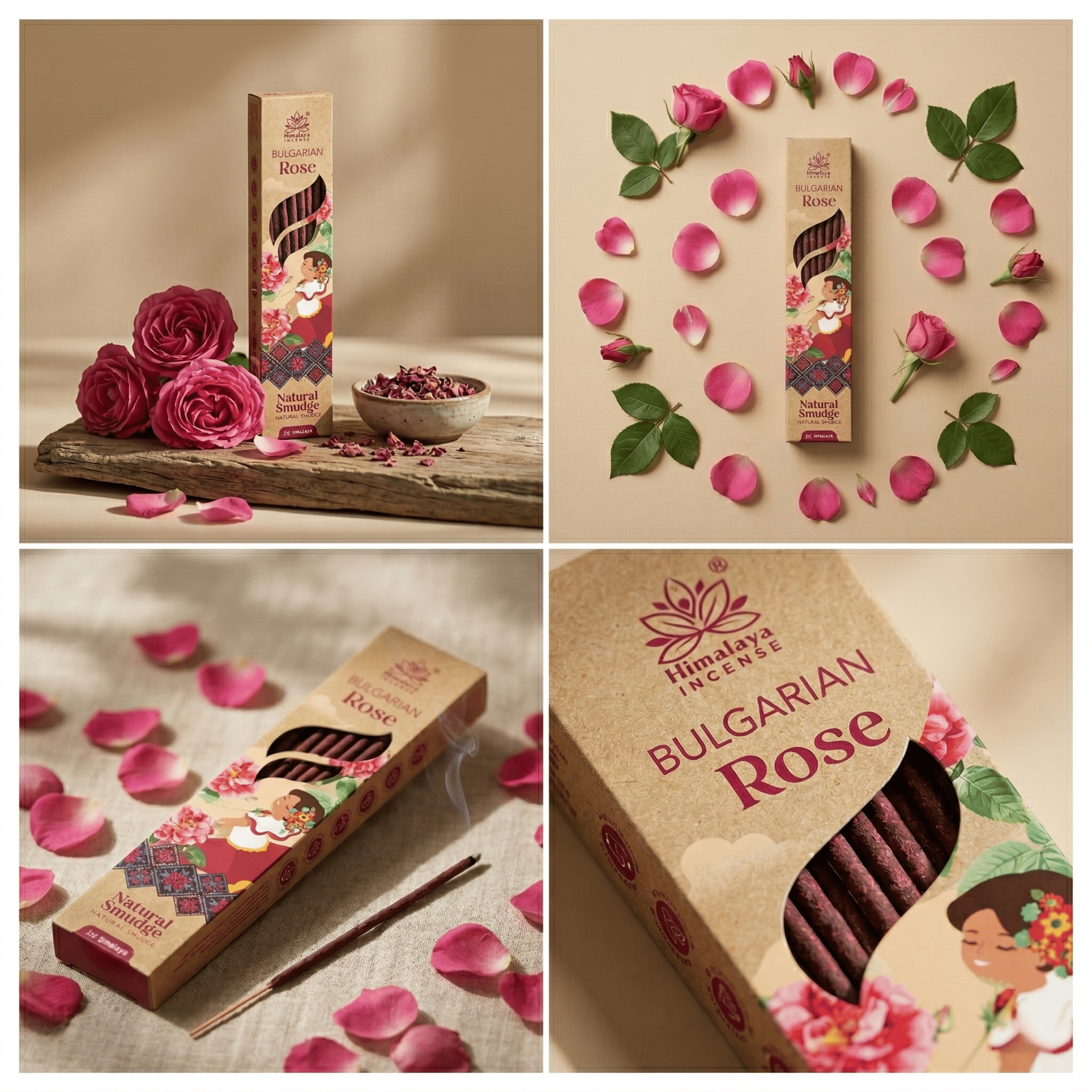 Bulgarian Rose Smudge Incense Sticks – Premium Natural Floral Incense, Long Lasting Luxury Aroma for Home Fragrance - 25G / Box