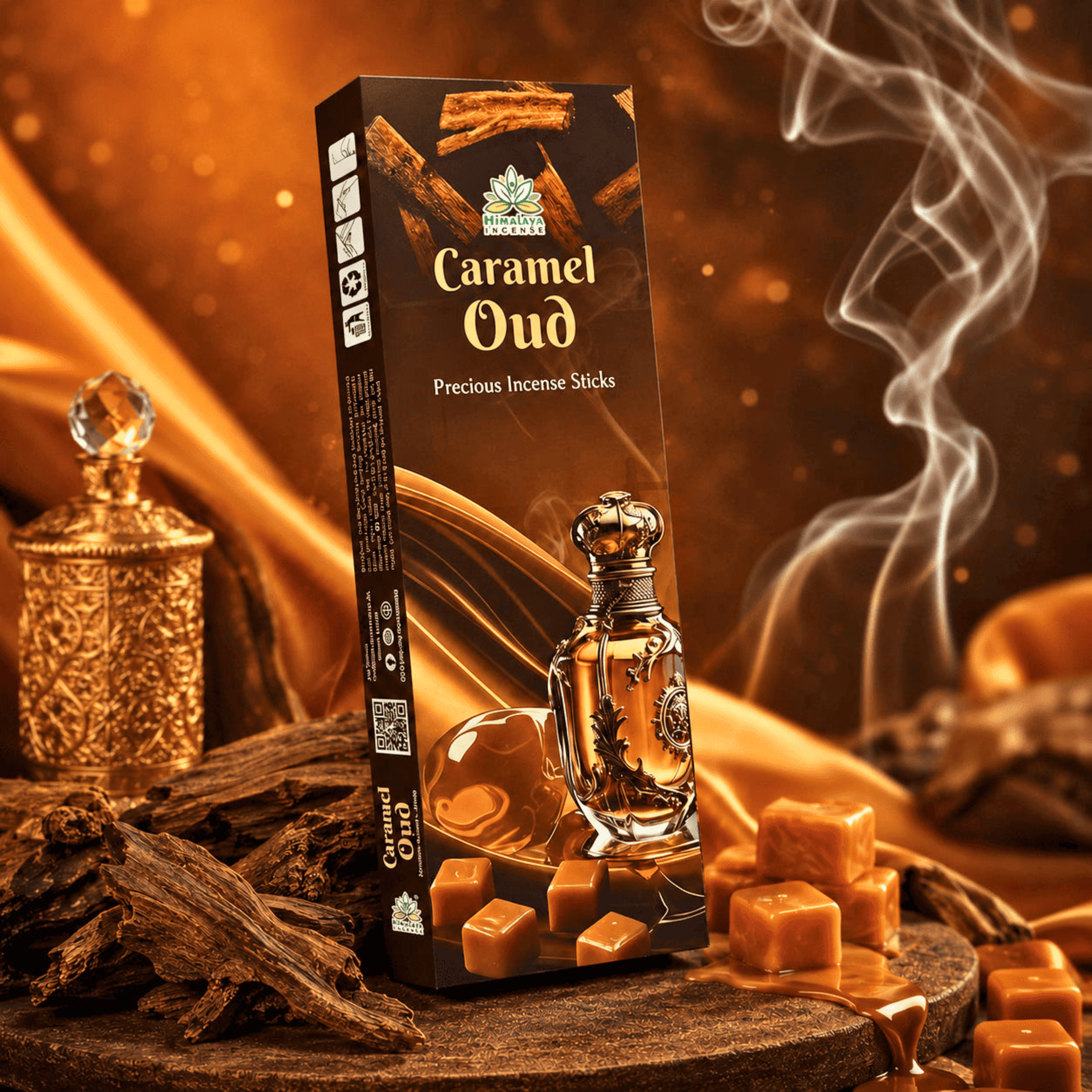 Himalaya Caramel Oud Precious Incense Sticks  Luxury Sweet & Woody Aroma 50 Grams
