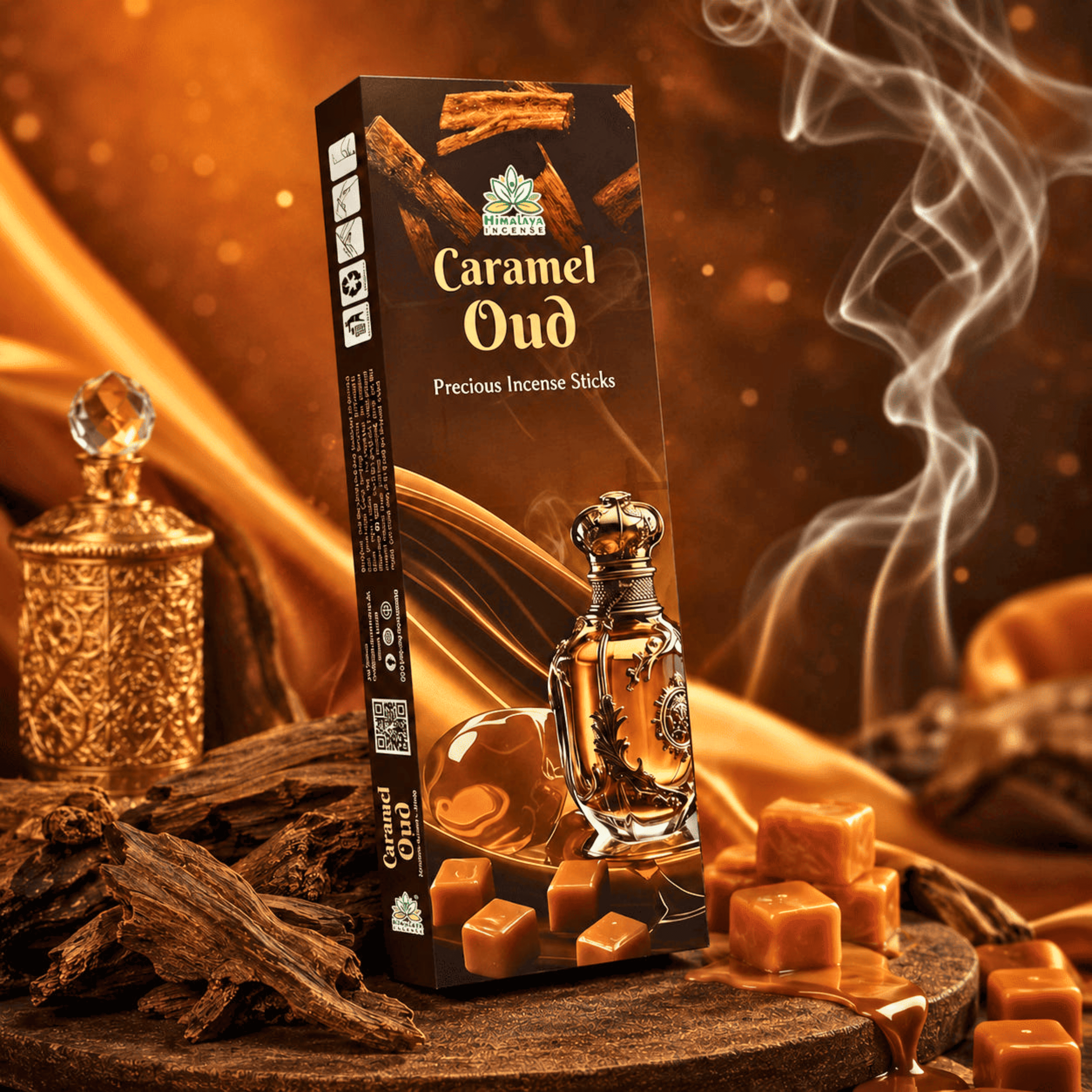 Himalaya Caramel Oud Precious Incense Sticks  Luxury Sweet & Woody Aroma 50 Grams