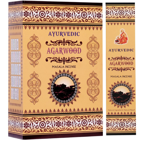 Ayurvedic Agarwood Masala Incense Sticks - 12 Packs x 15 Sticks Each