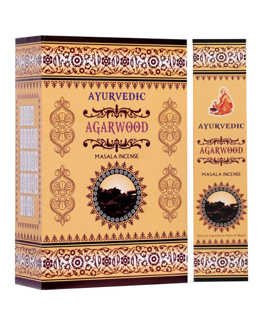 Ayurvedic Agarwood Masala Incense Sticks - 12 Packs x 15 Sticks Each