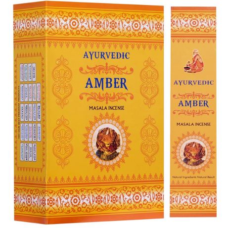 Ayurvedic Amber Masala Incense Sticks - 12 Packs x 15 Sticks Each
