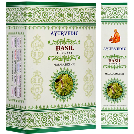 Ayurvedic Basil (Tulsi) Masala Incense Sticks - 12 Packs x 15 Sticks Each
