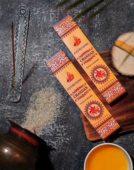 Ayurvedic Chandan Masala Incense Sticks - 12 Packs x 15 Sticks Each
