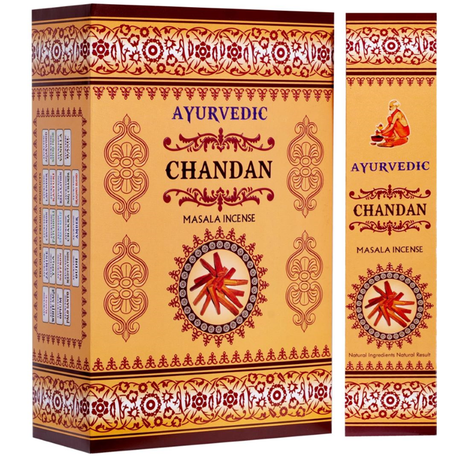 Ayurvedic Chandan Masala Incense Sticks - 12 Packs x 15 Sticks Each
