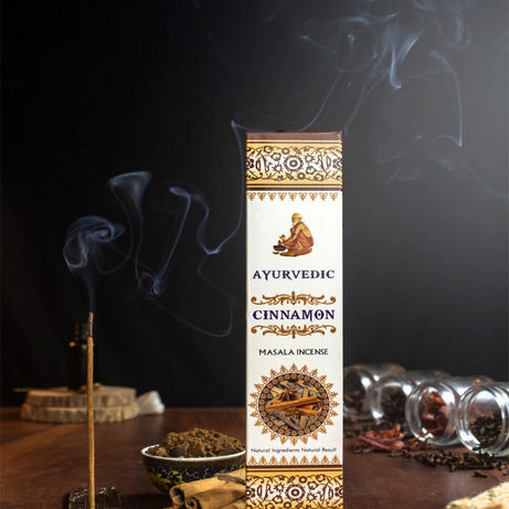 Ayurvedic Cinnamon Masala Incense Sticks - 12 Packs x 15 Sticks Each
