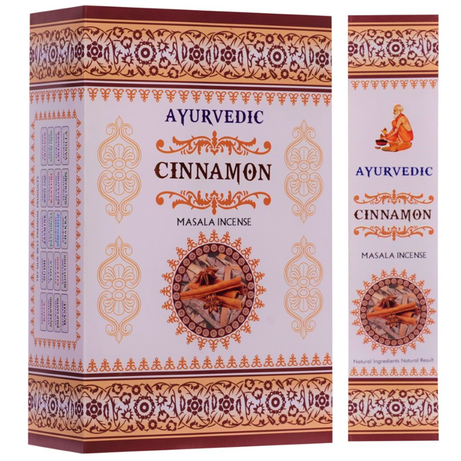 Ayurvedic Cinnamon Masala Incense Sticks - 12 Packs x 15 Sticks Each
