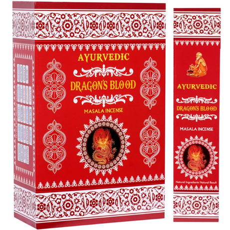 Ayurvedic Dragon’s Blood Masala Incense Sticks - 12 Packs x 15 Sticks Each