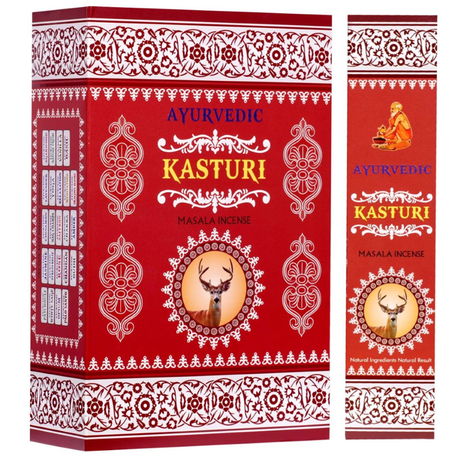 Ayurvedic Kasturi Masala Incense Sticks - 12 Packs x 15 Sticks Each