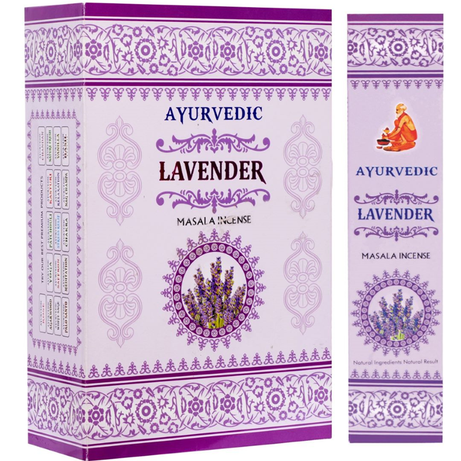 Ayurvedic Lavender Masala Incense Sticks - 12 Packs x 15 Sticks Each