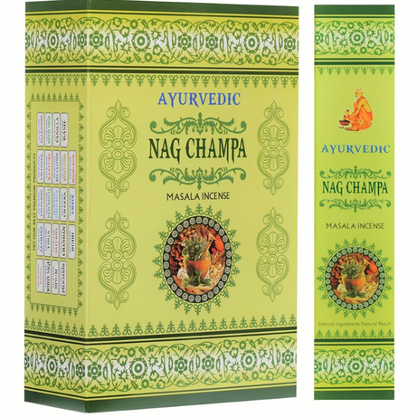Ayurvedic Nag Champa Masala Incense Sticks - 12 Packs x 15 Sticks Each