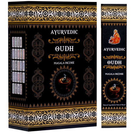 Ayurvedic Oudh Masala Incense Sticks - 12 Packs x 15 Sticks Each