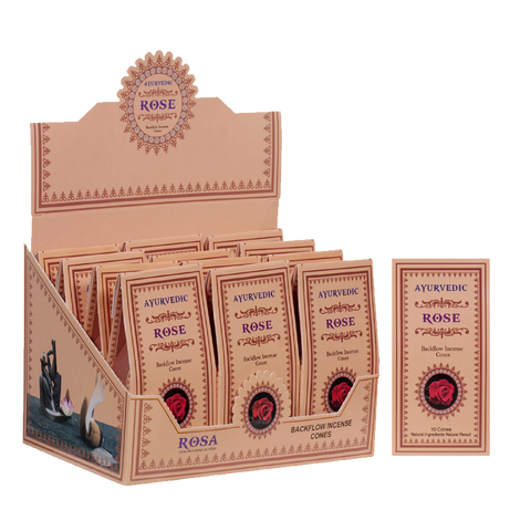 Ayurvedic Rose Backflow Cones - 12 Packs x 10 Cones Each