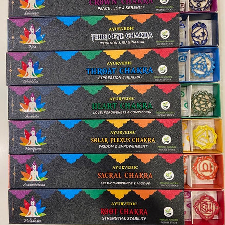 Ayurvedic 7 Chakra Natural Incense Sticks with Each Chakra Holders
