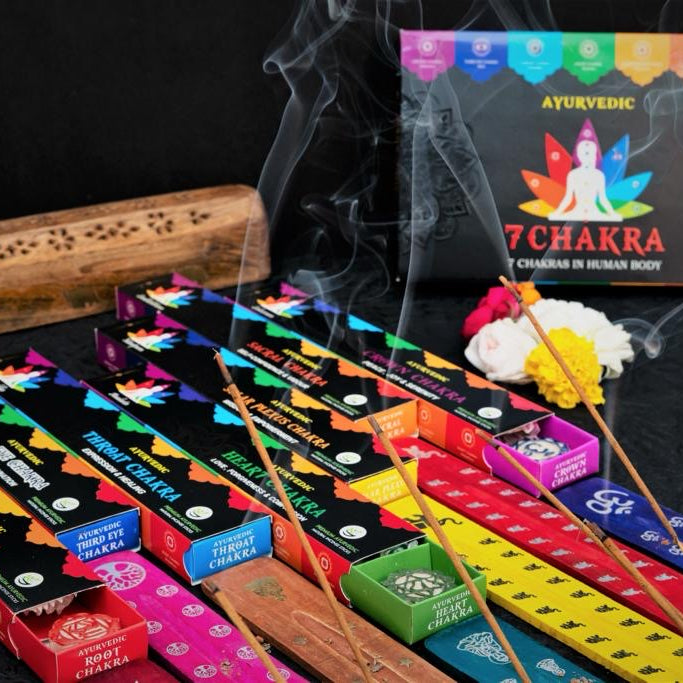 Ayurvedic 7 Chakra Natural Incense Sticks with Each Chakra Holders