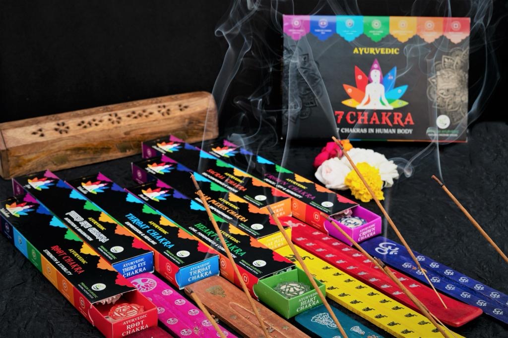 Ayurvedic 7 Chakra Natural Incense Sticks with Each Chakra Holders