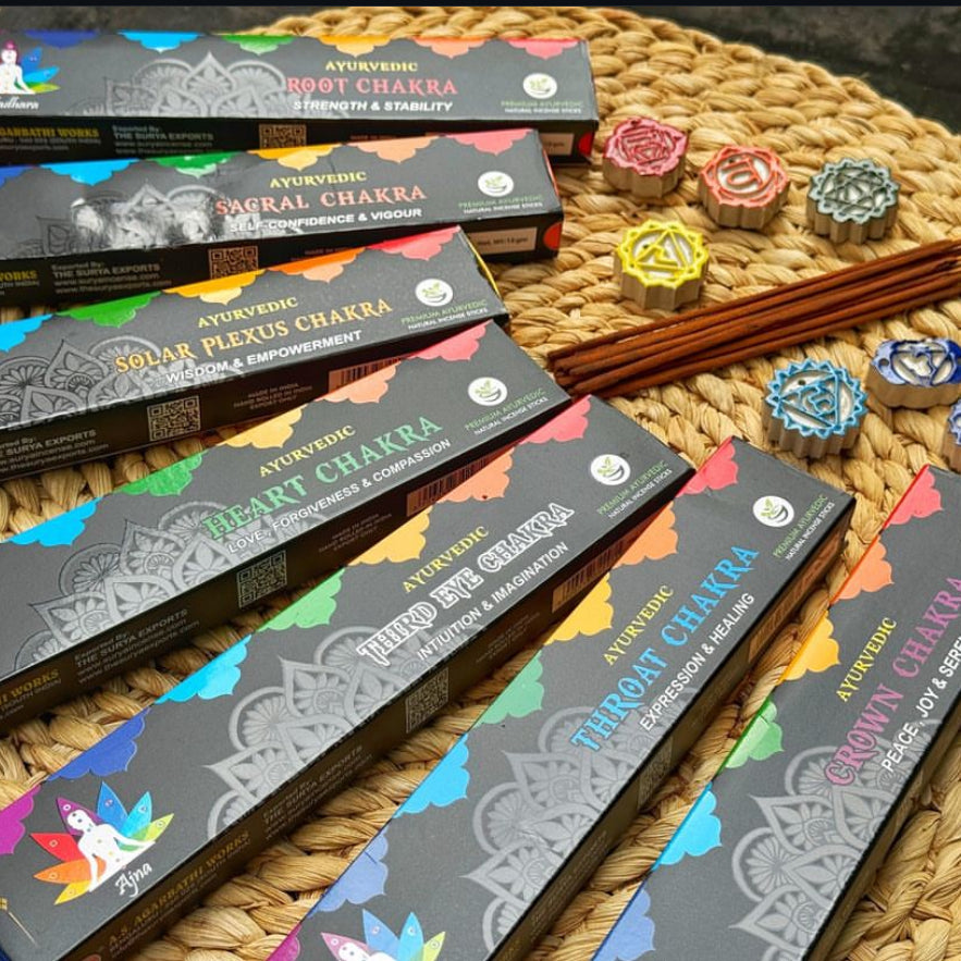 Ayurvedic 7 Chakra Natural Incense Sticks with Each Chakra Holders