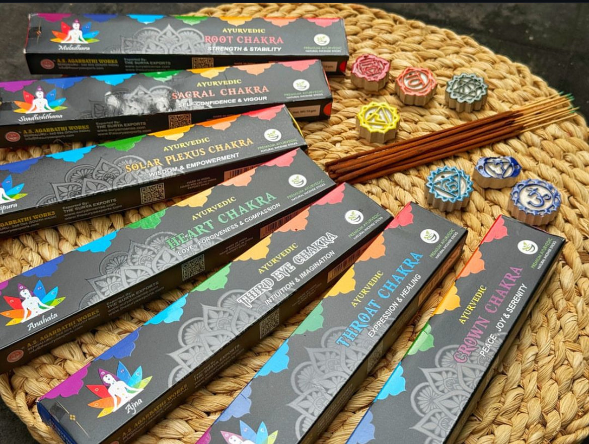 Ayurvedic 7 Chakra Natural Incense Sticks with Each Chakra Holders